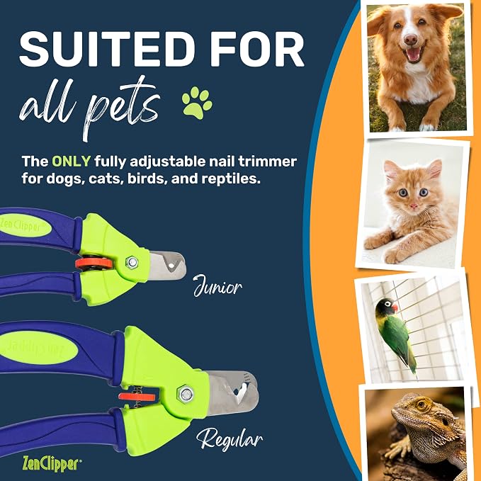Zen Clipper Precise Dog Nail Clippers - Adjustable Safety Blade, No Overcutting - Stress Free Dog Grooming at Home – Easy to Use Pet Clippers with Sharp Blades for Clean, Splinter Free Cut