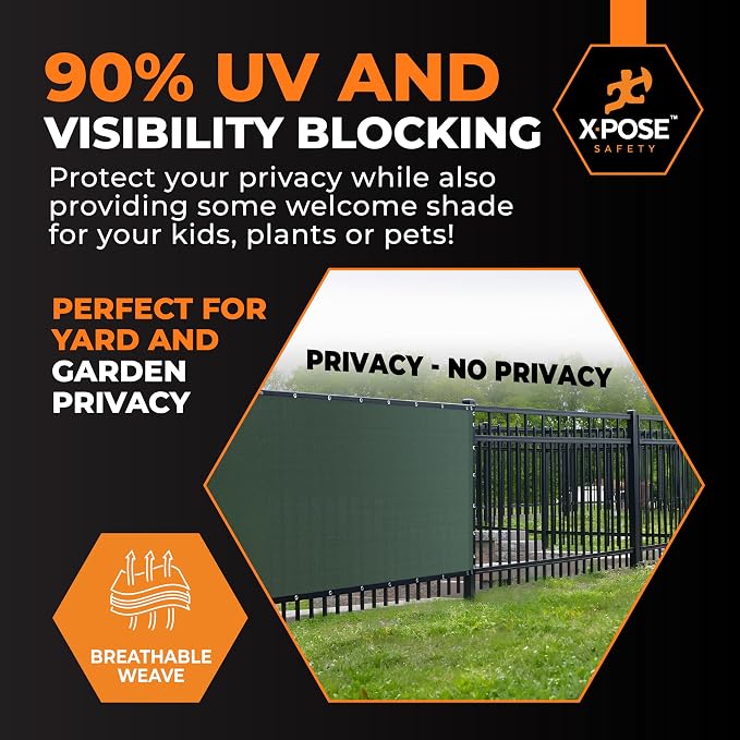 Xpose Safety Privacy Fence Screen 8.5’ x 100’ – Heavy Duty Green Mesh with 90% Visibility Block, UV Protection – for Garden, Yard, Nursery, Kennel, Dog Run, Greenhouse