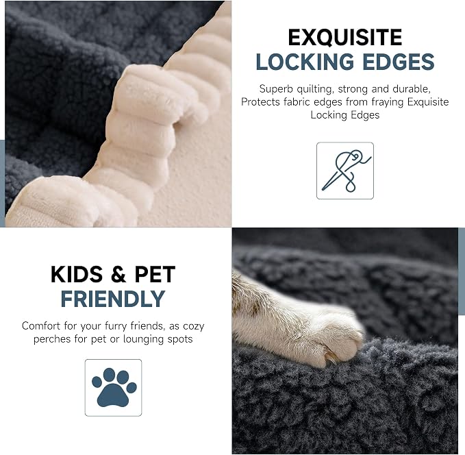 OTOB Couch Covers for Sofa Pet Friendly, Washable & Non Slip Fuzzy Dog Couch Cover Sofa Slipcovers Love Seat, Soft Plush Cozy Furniture Protector Cushion Mat, All Seasons (Dark Gray, 27.6" x 59.1")