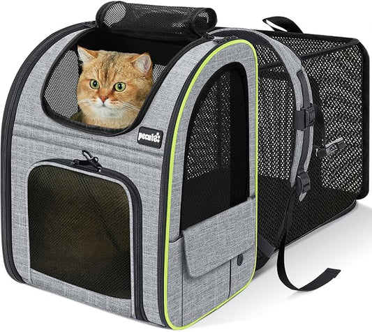 pecute Cat Backpack Expandable, Cat Carrier Backpack with Breathable Window