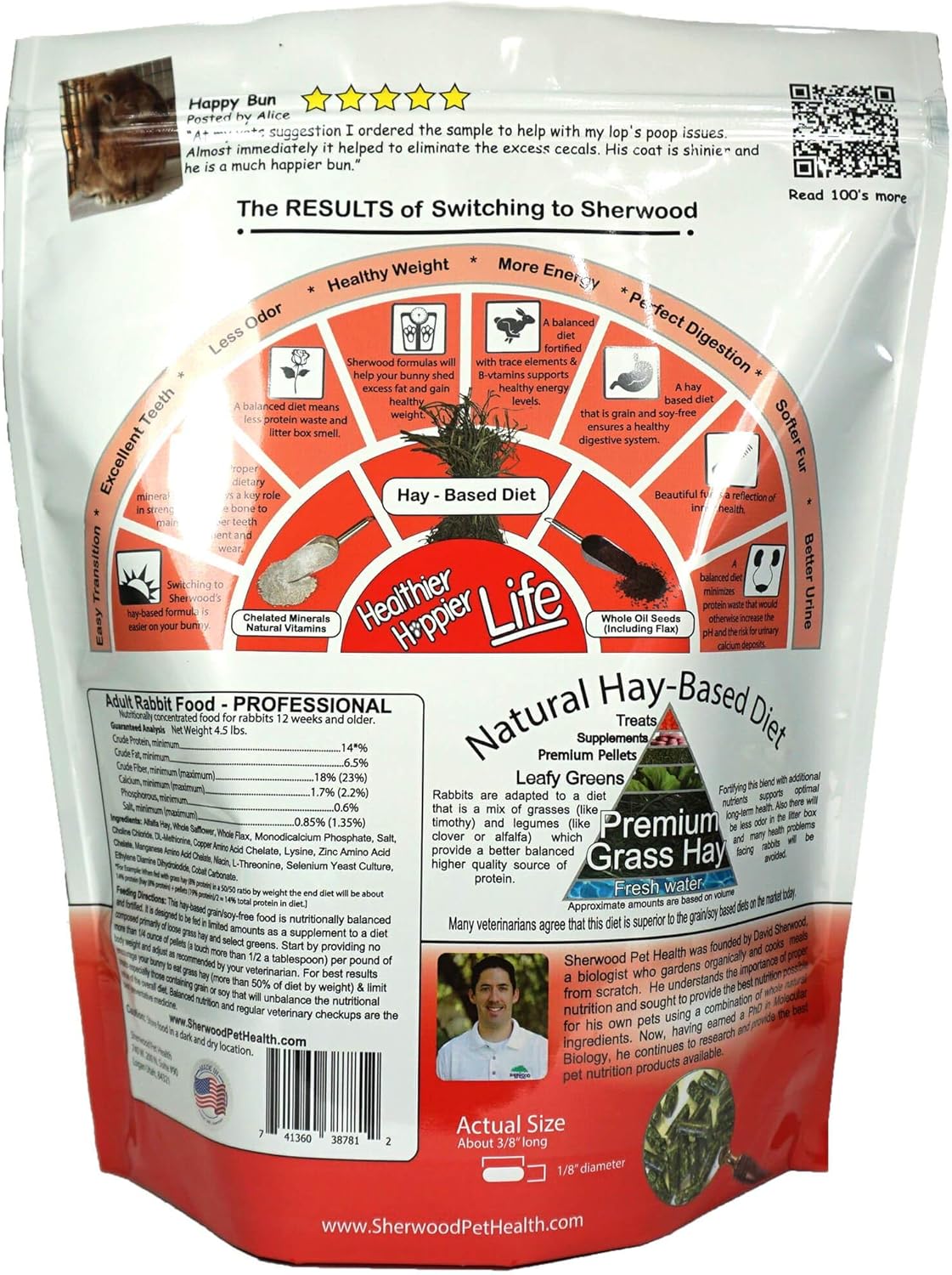 Sherwood Pet Health Adult Rabbit Food Professional (Alfalfa) 4.5 lbs, Grain and Soy-Free for Better Digestion
