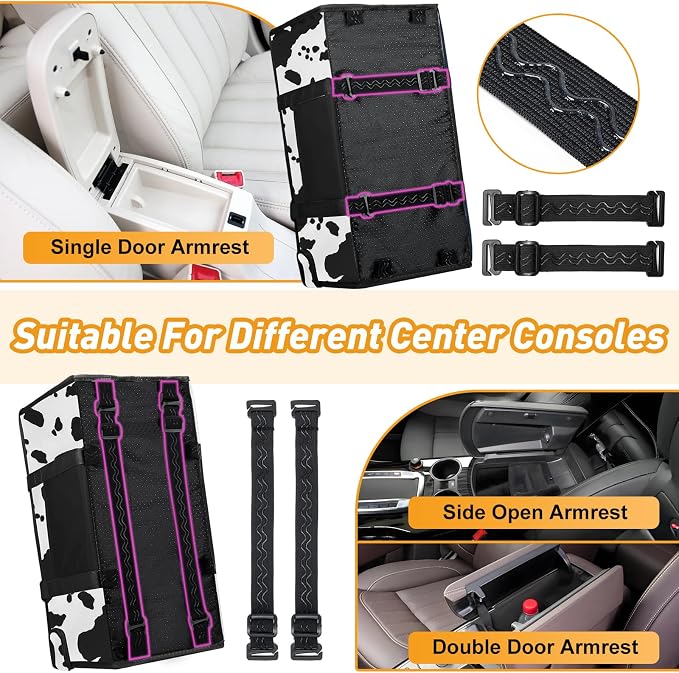 Portable Dog Car Seat for Small Dogs, Puppy Car Seat, Cow Pattern | Booster Seat With Safety Leash & Adjustable Straps Keeps Small Dogs Secure. Removable Washable Cushion. Fits Most Cars.