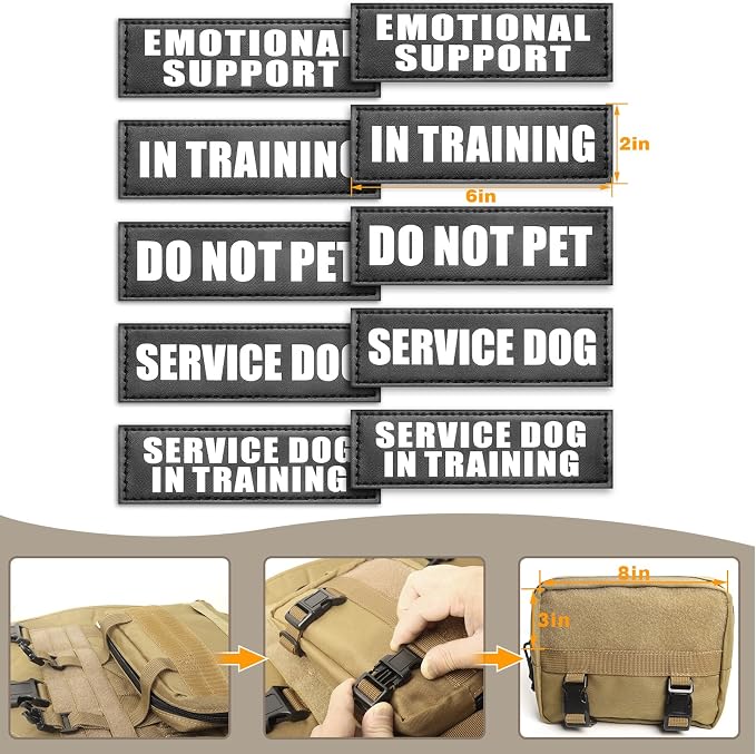 Tactical Dog Harness with Dog Leash, Service Working MOLLE Vest with 10 Pet Patches for Medium Dog, No Pull Military Harness and Backpack for Training Hunting Walking