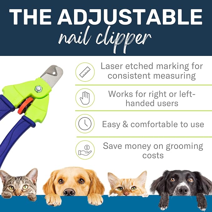 Zen Clipper Precise Dog Nail Clippers - Adjustable Safety Blade, No Overcutting - Stress Free Dog Grooming at Home – Easy to Use Pet Clippers with Sharp Blades for Clean, Splinter Free Cut