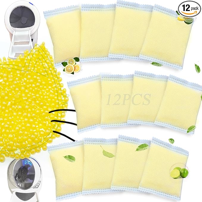 PurifyLogix 12 PCS Cat Toilet Odor Remover Refills for Whisker OdorTrap Pod | Cat Toilet Odor Eliminates Deodorant for Litter-Robot and Traditional Litter Boxes, Lemon Scented