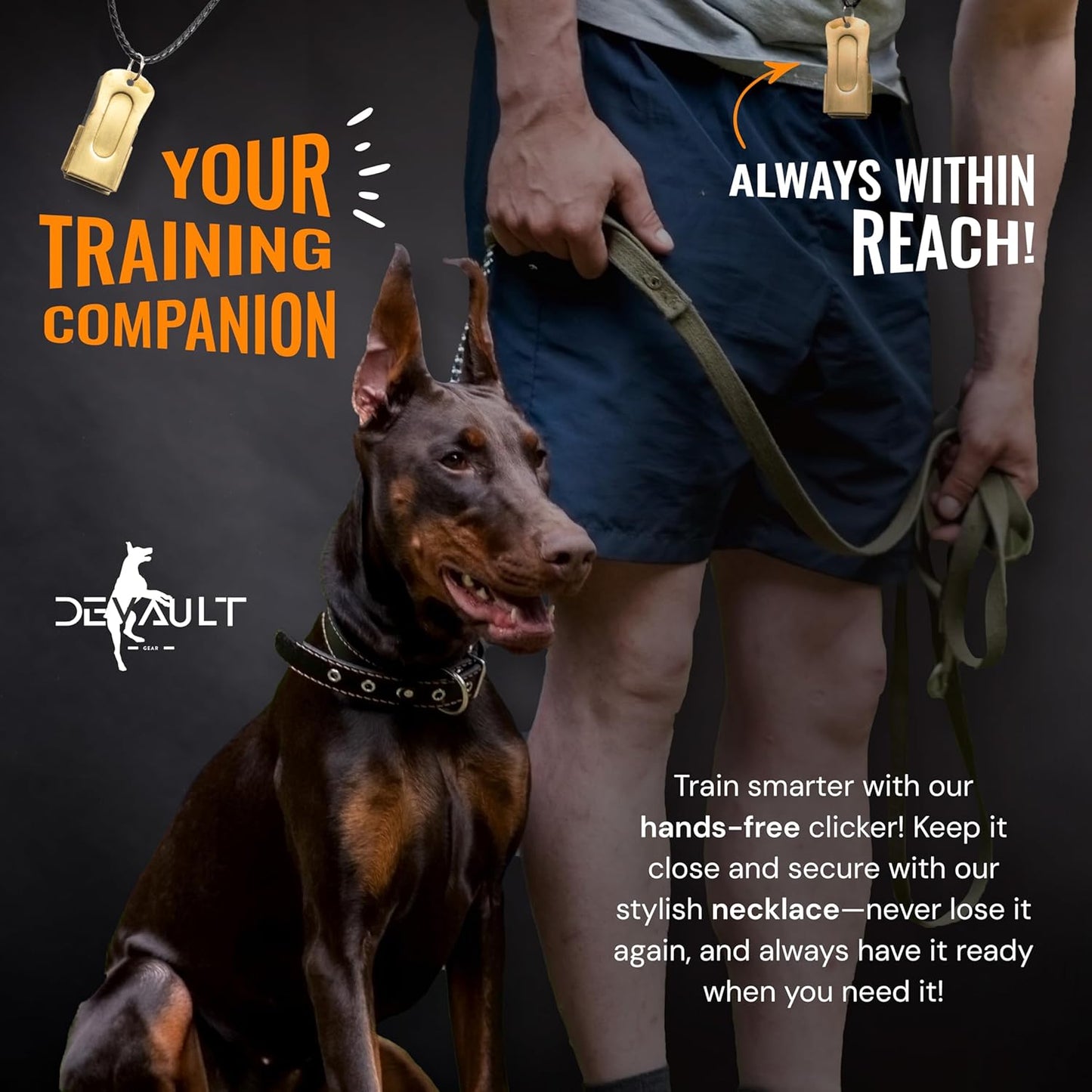 Black Dog Clicker with Necklace (3 Pack) - Clickers for Pet Training - Dog Training & Behavior Aids Easy to Carry with You Anywhere - Teach Your Dog Tricks or Reward His Behavior