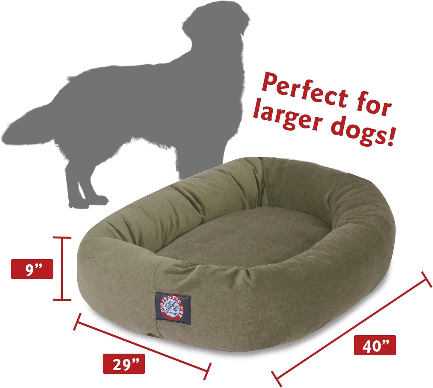 Majestic Pet Villa 32 Inch Shredded Memory Foam Dog Bed for Medium Sized Dogs 32x23x7 Inch–Orthopedic Dog Bed - Durable Pet Bed - Washable Medium Pet Bed with Head Support-Vintage