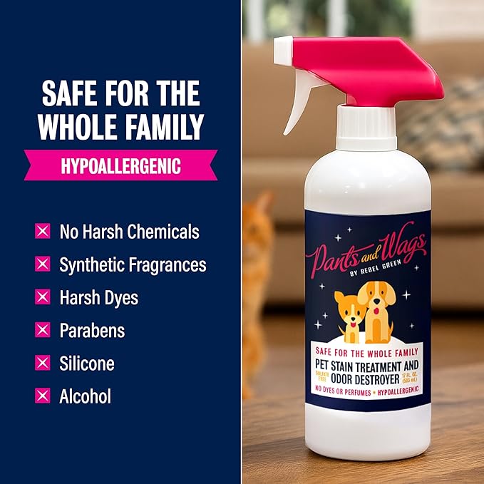 Rebel Green Pants and Wags Magical Pet Stain Treatment & Odor Destroyer - Orange Blossom & Chamomile - Hypoallergenic - No Dyes or Perfumes -16 oz - 2-Pack