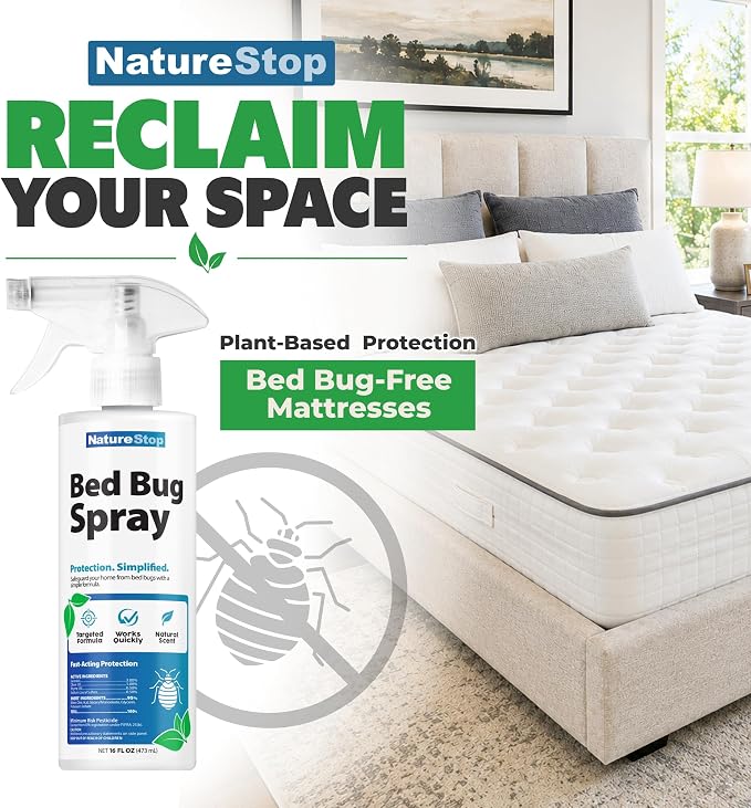 Bed Bug Spray | Targets Bed Bugs & Eggs, Pet & Family Friendly, Plant-Based Active Ingredients, For Mattresses & Luggage, Stain-Free Formula