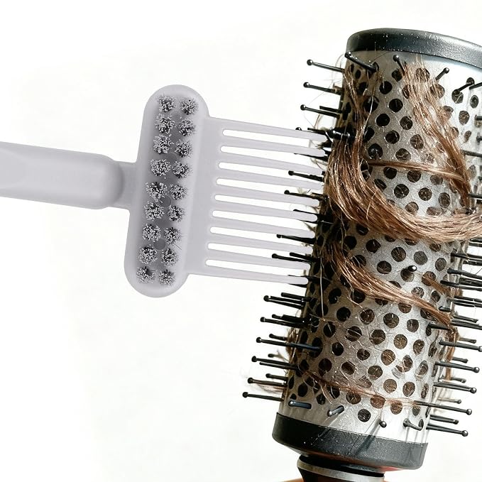 2pcs 2-in-1 Comb Cleaner with Pick and Bristles, Hair Brush Cleaner Tool Rake for Home Salon Travel Use Effectively Clear Hair Dust Grease and Dirt (White)