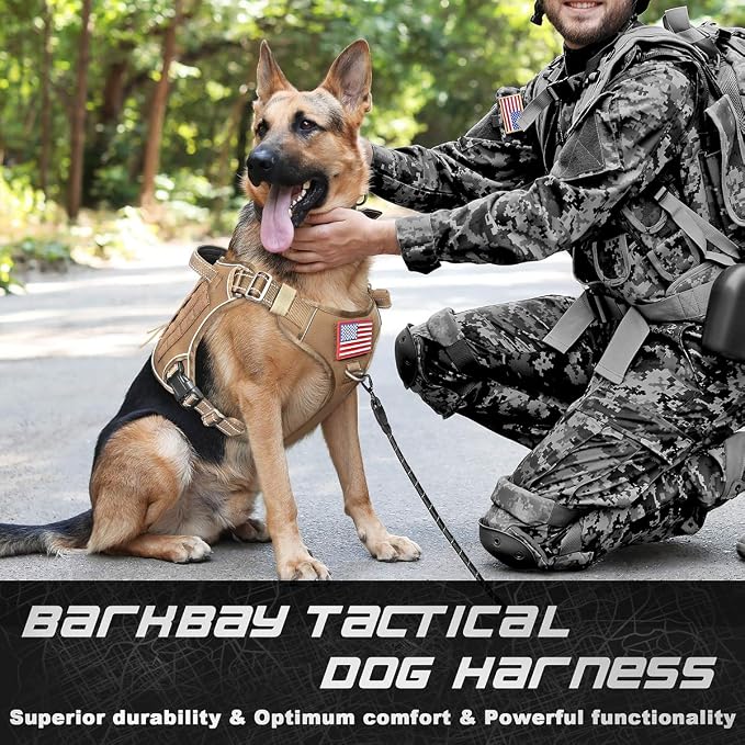 Tactical Dog Harness Large,Military Service Weighted Dog Vest Harness Working Dog MOLLE Vest with Loop Panels,No-Pull Training Harness with Leash Clips for Walking Hiking Hunting(Coyote Brown,M)