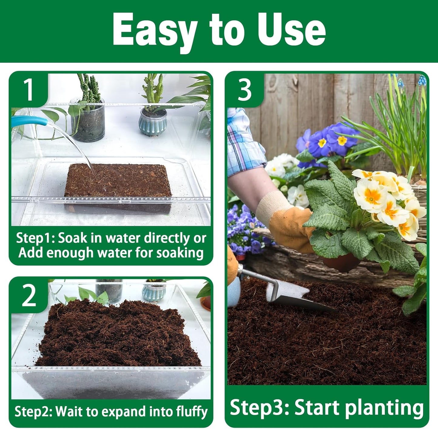 ZeeDix 10 Pcs Compressed Coco Coir Brick for Plants, Premium Organic Coconut Coir Bricks Coco Fiber Substrate Coco Coir Fiber Potting Soil with Low EC and pH Balance for Planting Gardening Reptiles