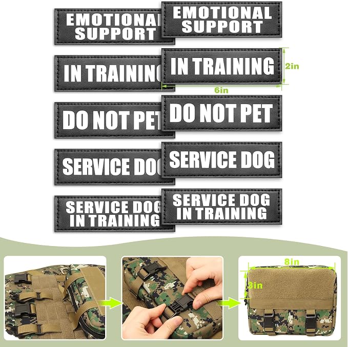 Tactical Dog Harness with Dog Leash, Service Working MOLLE Vest with 10 Pet Patches for Dog, No Pull Military Harness and Backpack for Training Hunting Walking