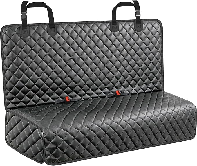 URPOWER PU Leather Dog Car Seat Cover for Back Seat, Waterproof Non-Slip Bench Seat Protector for Dogs, Easy-Clean Scratch-Resistant Pet Seat Cover for Full-Size SUVs & Pickup Trucks