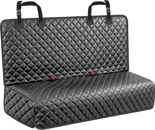 URPOWER PU Leather Dog Car Seat Cover for Back Seat, Waterproof Non-Slip Bench Seat Protector for Dogs, Easy-Clean Scratch-Resistant Pet Seat Cover for Compact Cars Small SUVs