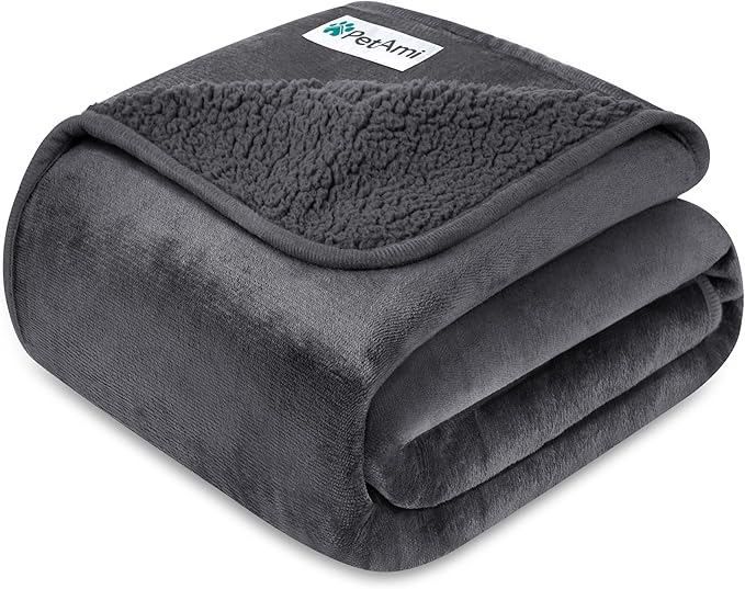 PetAmi Waterproof Dog Blanket for Small & Medium Dogs, Pee Proof & Reversible, Soft Fleece, Washable, 24x32 Gray