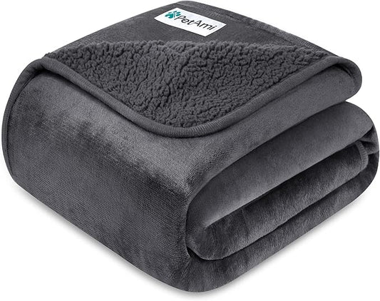 PetAmi Waterproof Dog Blanket for Small & Medium Dogs, Pee Proof & Reversible, Soft Fleece, Washable, 24x32 Gray