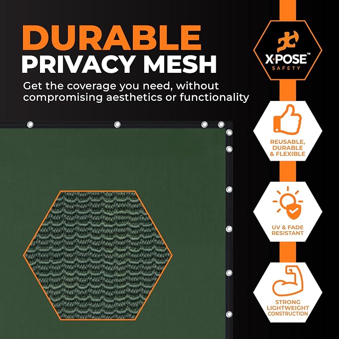 Xpose Safety Privacy Fence Screen 8’ x 50’ (6 Pack) – Heavy Duty Green Mesh with 90% Visibility Block, UV Protection – for Garden, Yard, Nursery, Kennel, Dog Run, Greenhouse