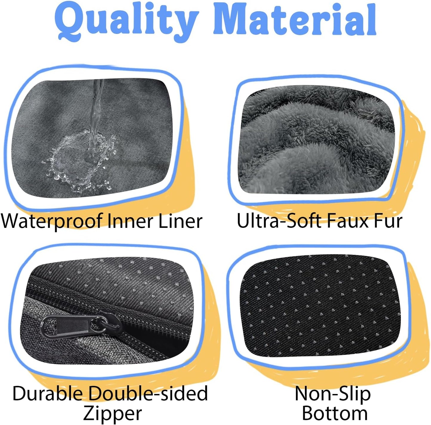 Washable Orthopedic Large Dog Bed - Removable Orthopedic Dog Beds XL with Bolster for Extra Large Dogs with Washable Cover and Non-Slip Bottom