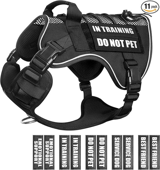 Service Dog in Training Mesh Harness with 10 Removale Pet Patches | Breathable material, adjustable straps, reflective trim, lightweight but durable, great for training, walks, and outings