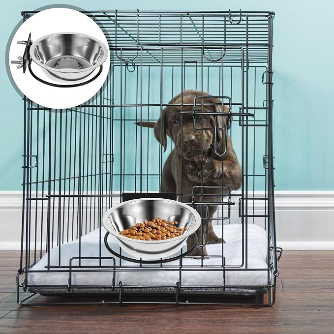 ULTECHNOVO Raised Wall Mounted Dog Bowl with Deep Stainless Steel Food and Water Bowls Large Elevated Pet Feeder Station for Indoor and Outdoor Use