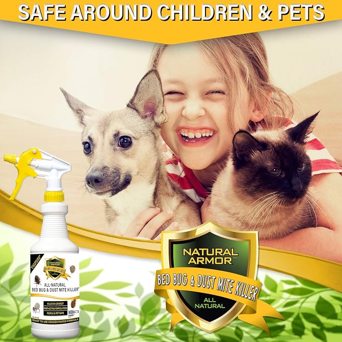 Bed Bug & Dust Mite Killer Natural Spray Treatment for Insects - Mattresses, Covers, Carpets & Furniture - Fast Extended Protection. Pet & Kids Safe - No Toxins or Chemicals 128 oz Gallon