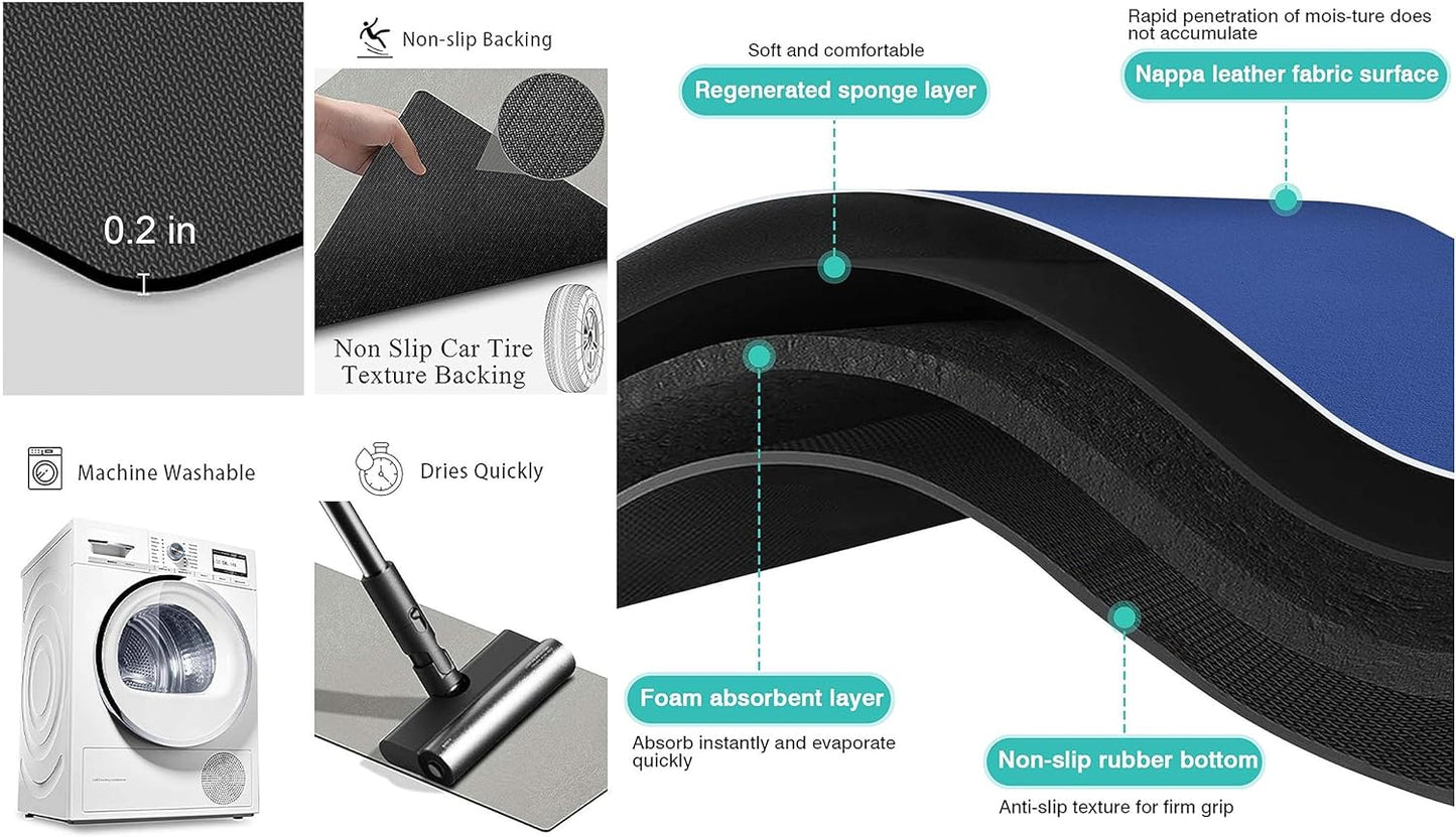 Cat Food Mat for Indoor Cats - No Stains Easy Clean Pet Supplies - Cat Bowls for Indoor Cats (Grey, 19"x12")