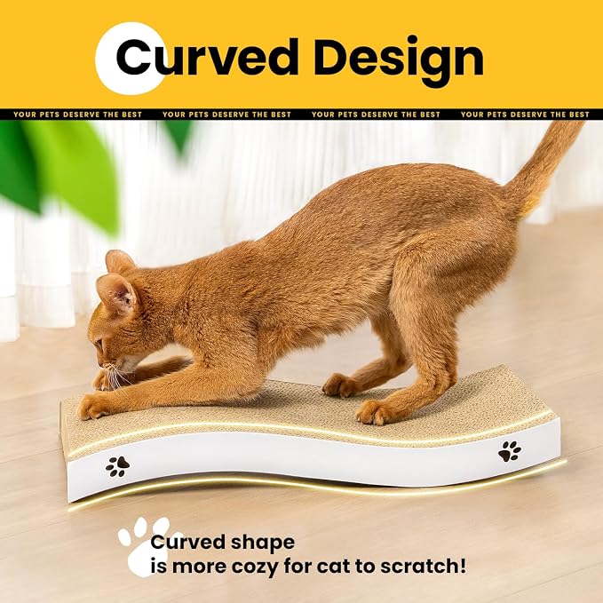 Cat Scratcher, Durable Scratch Pad, Corrugated Cardboard Scratching Board for Indoor Cats, Heavy Duty, Double-Sided Usability, Recyclable, with Catnip, Large, 1-Pack
