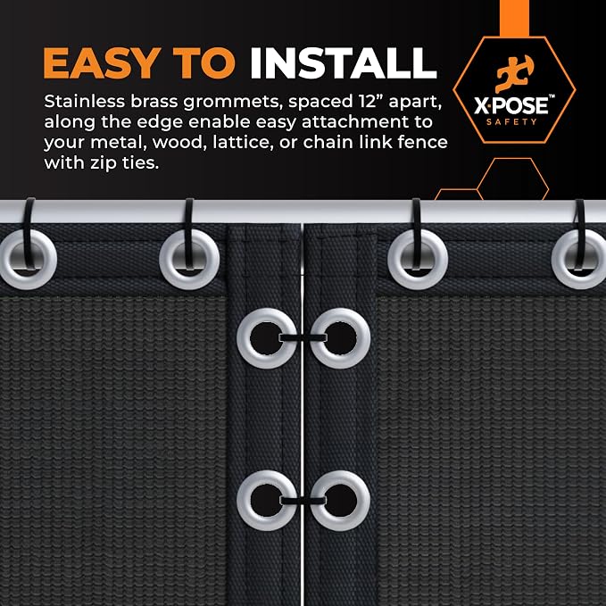 Xpose Safety Privacy Fence Screen 5’ x 50’ (24 Pack) – Heavy Duty Black Mesh with 90% Visibility Block, UV Protection – Includes Cable Ties – for Garden, Yard, Nursery, Kennel, Dog Run, Greenhouse
