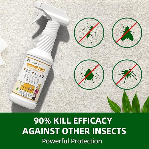 Indoor Pest Control Spray 16oz for Home and Kitchen –Bug Killer & Insect Repellent, Kills Carpet Beetles, Ants, Spiders, Beg Bugs, Roaches, Flea & Tick- Non Staining-Child and Pet Safe