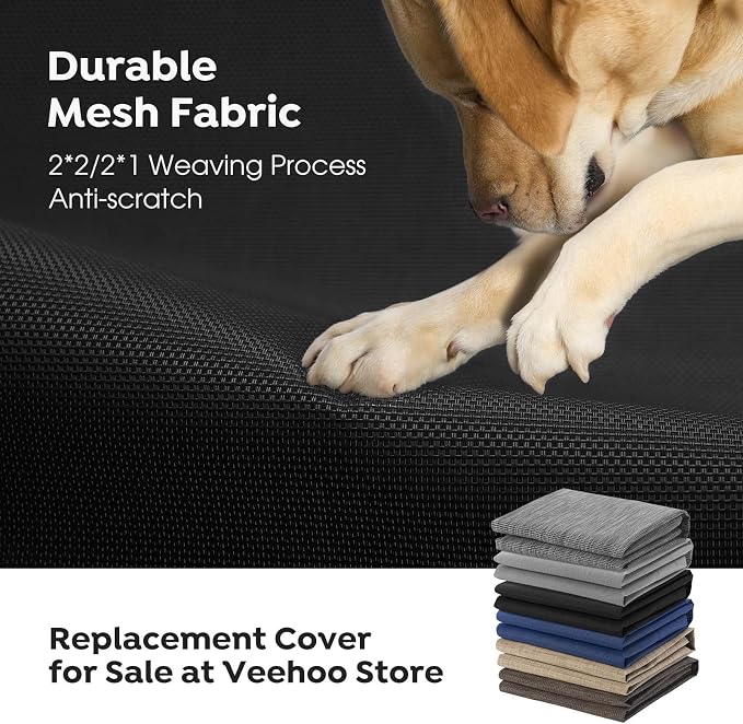 Veehoo Outdoor Elevated Dog Bed Large Sized Dogs, Cooling Raised Dog Cots | Off-ground training platform, portable camping hammock, breathable mesh, easy to clean, no-tool setup, 53"x37", Black
