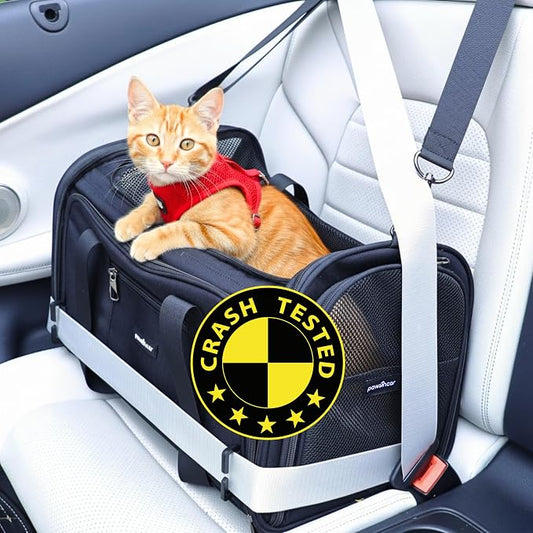 Crash-Tested Expandable Cat Carrier & Small Dog Car Seat - CPS Certified for Crash Protection & Safe Pet Travel.