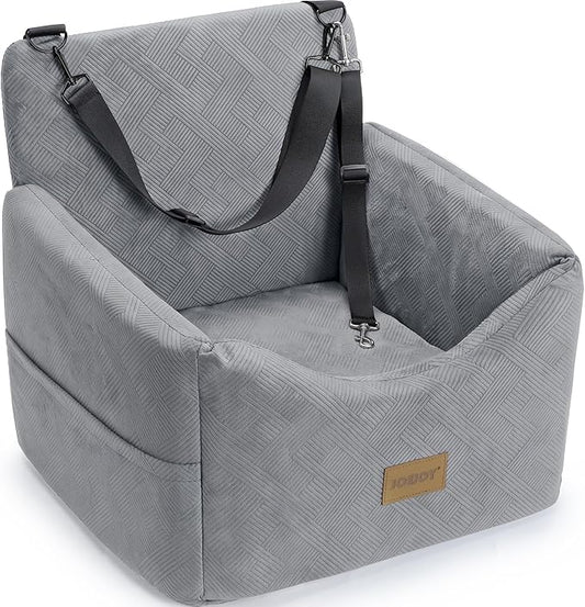 JOEJOY Dog Car Seats for Small Medium Dogs Under 35lbs, Dog Booster Seat with Detachable Washable Cover and Cushion, Memory Foam Pet Car Seat with Safety Belt and Storage Pockets (LG)
