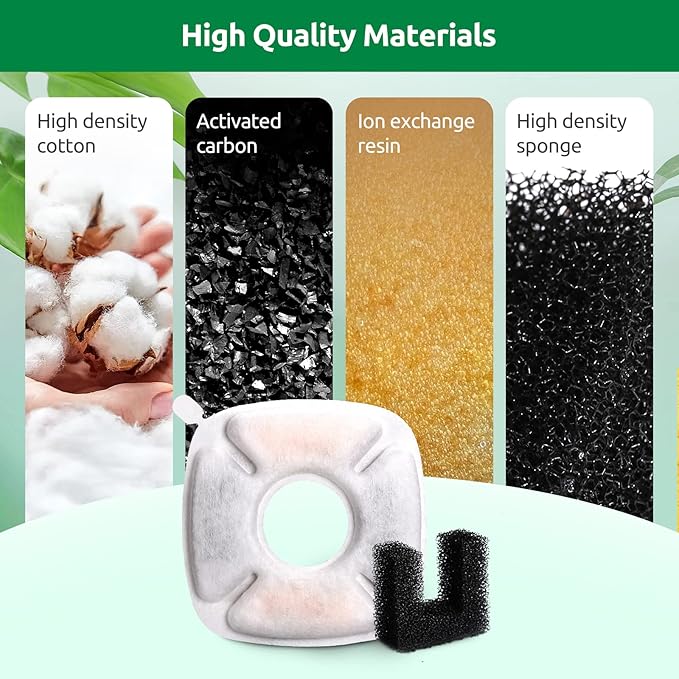 8 Pack Replacement Filters for 135oz/4L Dog Water Bowl Dispenser, BFLICROY Dog Water Filter Pet Water Fountain Replacement Filters, Cat Fountain Filter and 4Pack Pre-Filter Sponges