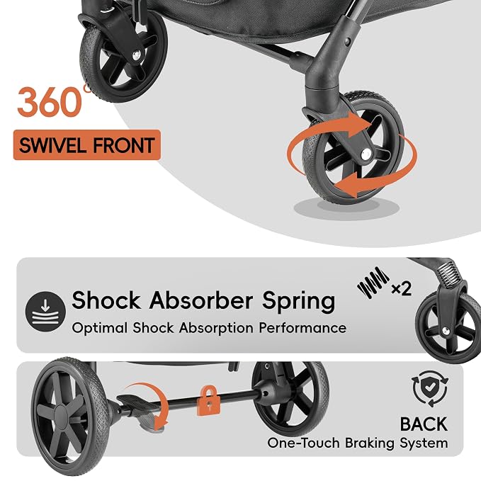 Dog Stroller for 2 Small Dogs or 1 Medium Pet, Low-Entry Design with Anti-Jump-Out, 600D Oxford Fabric, Up to 70 lbs,Black