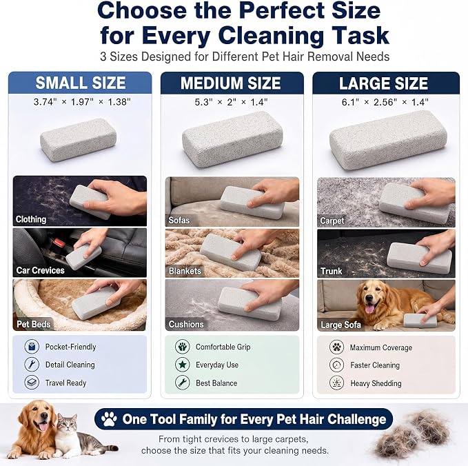 6 Pcs Abbyike Pet Hair Remover Rock Pumice Stone for Dog Cat Hair Pet Removal Cleaning Fur Removal Block Tool Scraper for Car, Carpet, Couch, Beding, Fufmiture Cleaning (6.1 x 2.56 x 1.4 Inch,Yellow)