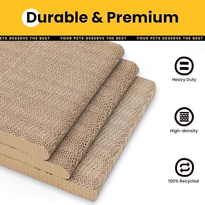 Conlun Cardboard Cat Scratcher, 23" L-Shaped Scratch Pad, Vertical Wall-Leaning Scratching Board to Protect Furniture for Indoor Cats,Wood Grain Large