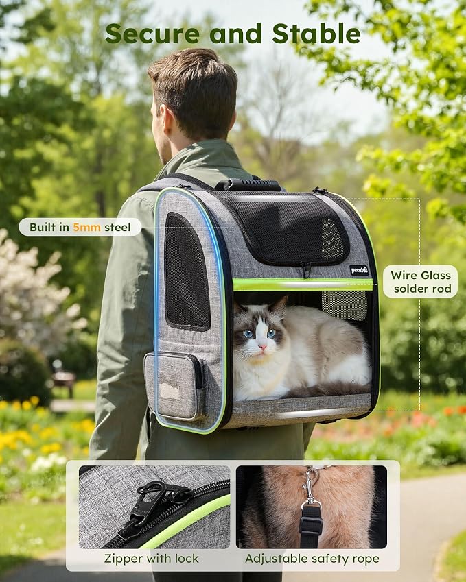 pecute XL Cat Backpack Expandable, Cat Carrier Backpack Acrylic Window