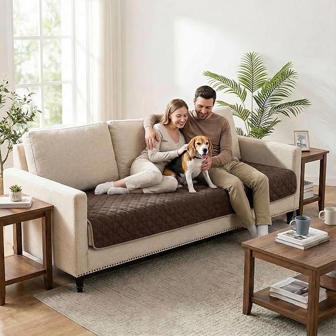 Waterproof Dog Blanket, Couch Cover for Dogs Washable, Reversible Dog Bed Cover, Couch Furniture Protector. (Dark＆Light Brown, 30 X 70 Inch - 1 Pack)