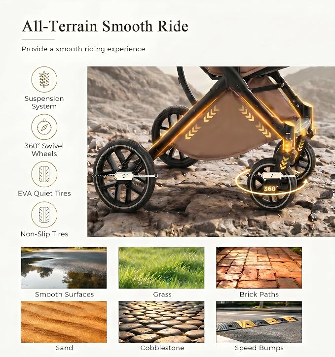 MUTTROS Pet Stroller for Small Medium Dogs & Cats Up to 66lbs, One Click Fold Dog Stroller, Large Cat Stroller w/All Terrain Shock Absorbing Wheels, Reversible Handle, Removable Washable Pad, Black