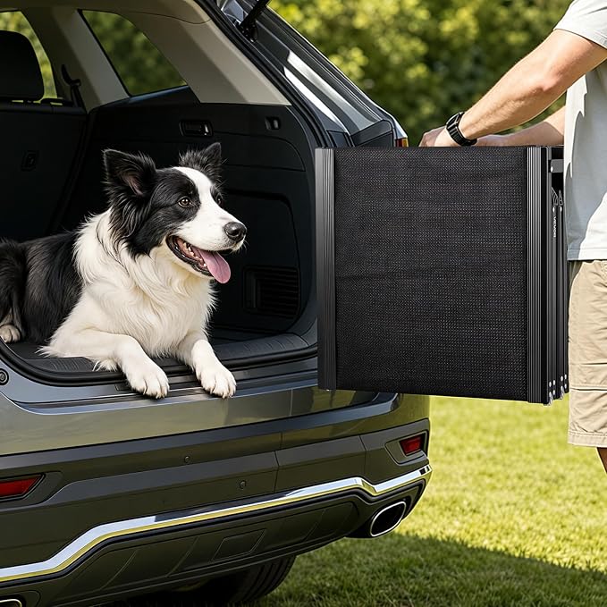 VEVOR Dog Ramp for Cars, 71" L x 20" W, Folding Pet Ramps for Medium & Large Dogs up to 250lbs, Pet Stair Ramp with Non-Slip Oxford Fabric Surface, Portable Outdoor Dog Car Ramps for SUV & Truck