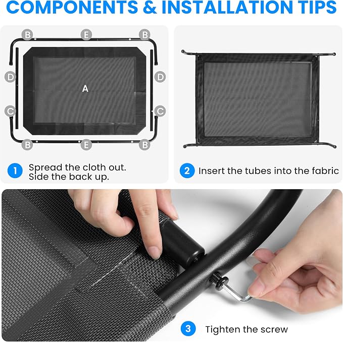 Simple Deluxe Cooling Elevated Dog Bed, Raised Portable Dog Cots Beds No-Slip Feet Durable Portable Indoor & Outdoor Pet Hammock Bed, 42x25.5x8 Inch, Black