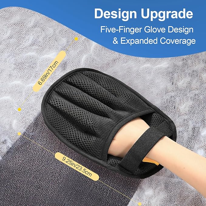 Salhap 2Pcs Pet Hair Removal Glove for Cats & Dogs, 2025 Newly Upgraded Five-Finger Electrostatic Pet Hair Gloves, Reusable Pet Hair Remover Tool for Laundry, Couch, Carpet, Car Seat