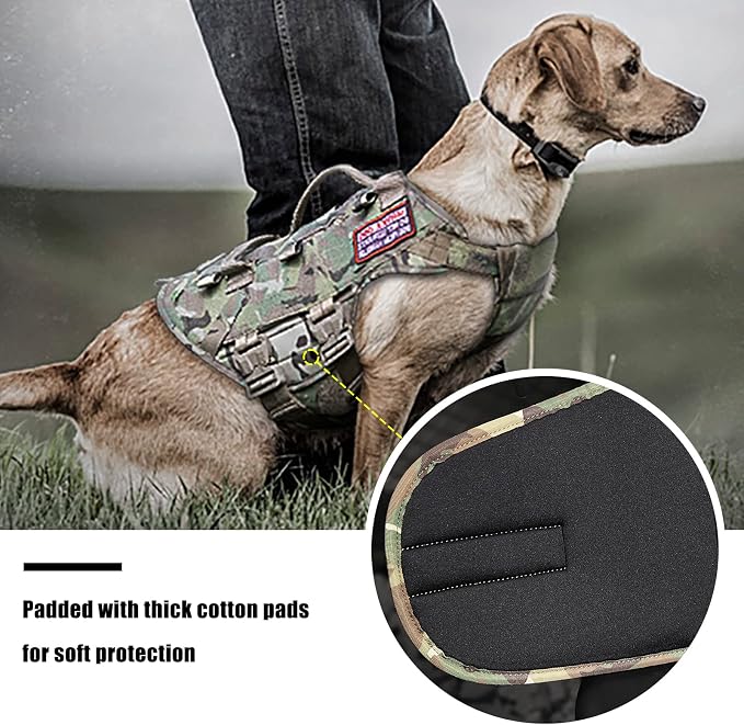Tactical Dog Harness K9 Dog Training Vest Adjustable Padded Police Service Dog Working MOLLE Vests for Large Medium Dogs Mals GSD Lab… …