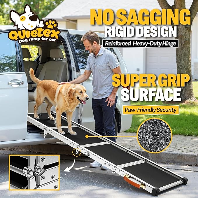 Extra Long 70”Dog Ramp Folding Pet Ramp for Car Large Dogs with Non-Slip Surface Dog Ramps up to 200 lb for Car SUV Truck