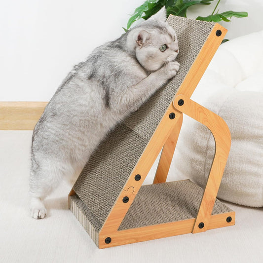 Cat Scratcher, Ramp L Shape Cat Scratch Pad, Cardboard Cat Scratchers for Indoor Cats, Sloped Cat Scratching Board