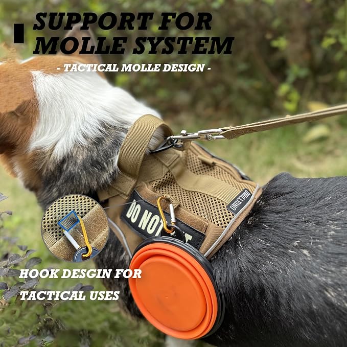 Tactical Dog Harness for Small and Medium Breeds, Air Dog Vest No Pull with Reflective Do Not Pet Patches, Breathable Dog Molle Vests for Training Walking Hunting Brown