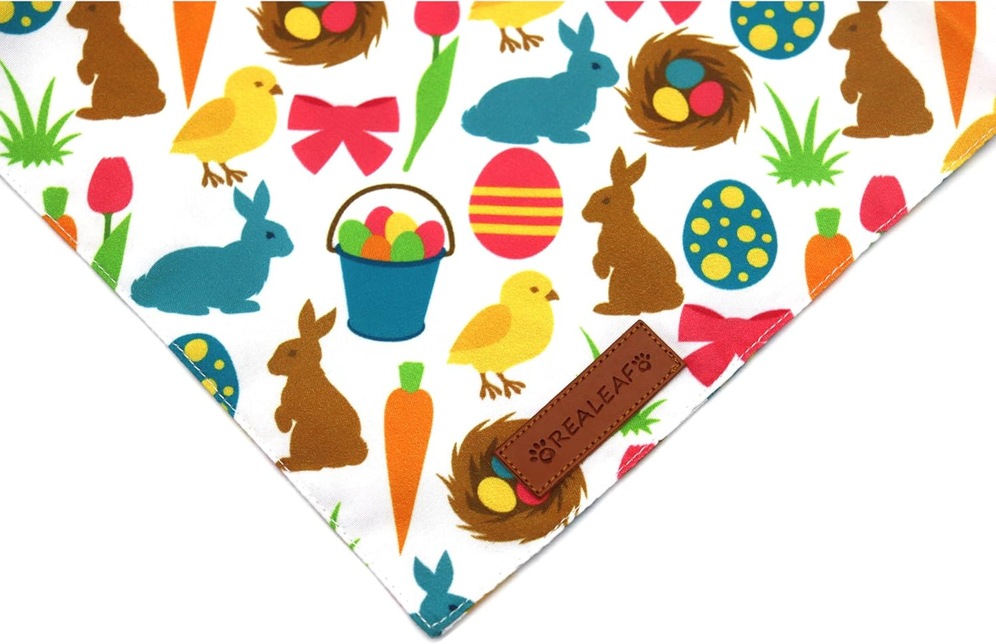 Realeaf Easter Dog Bandanas 2 Pack, Reversible Bunny Carrot and Easter Eggs Pet Scarf for Boy and Girl, Premium Durable Fabric, Holiday Bandana for Small Medium Large and Extra Large Dogs (Small)