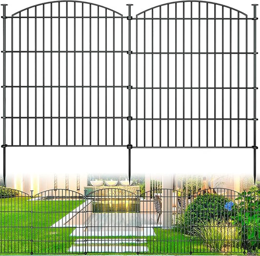 10 Panels Garden Fence Dog Fence Outdoor for Yard, 32in H x 23.6ft L Rustproof Metal Fencing with Ground Stakes | No Dig Animal Proof Containment for Pets/Rabbits | Durable Patio Security Panels