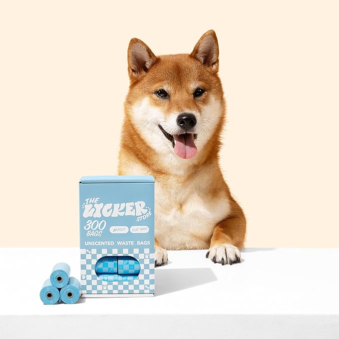 The Licker Store 13 in. x 9 in. Extra Thick Leak Proof Unscented Dog Poop Bags, Blue (300 Count, 20-Rolls)